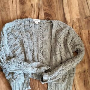 Jessica Simpson Sage Green Cable Knit Cardigan